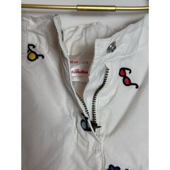 Hanna Andersson White Chino Embroidered Glasses  Shorts - Picture 9 of 9